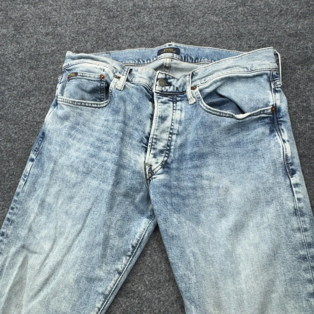 Polo Ralph Lauren Jeans Mens 33x30 Blue Varick Slim Straight Light Wash Stretch